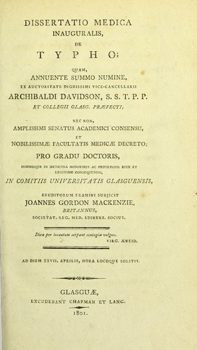 Dissertatio medica inauguralis, de typho