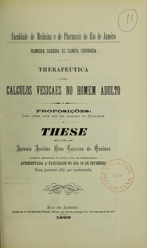 Therapeutica dos calculos vesicaes no homen adulto ...