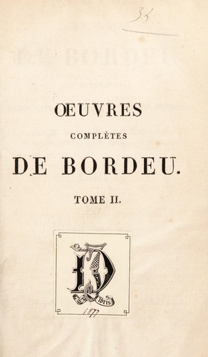 Œuvres complètes de Bordeu