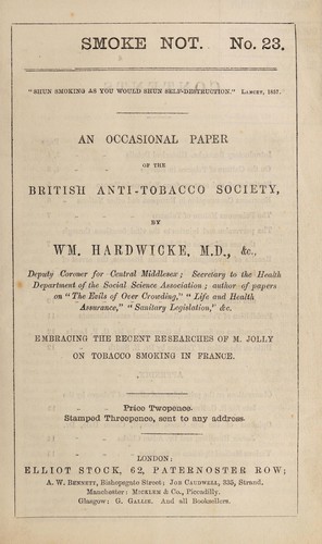 An occasional paper of the British Anti-Tobacco Society