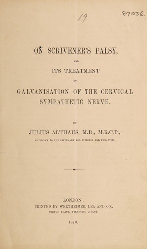 On scrivener's palsy and its treatment by galvanization of the cervical sympathetic nerve