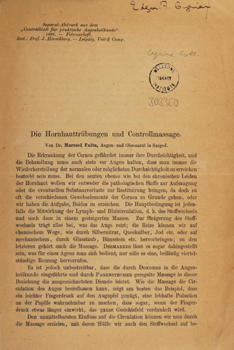 Die Hornhauttrübungen und Controllmassage