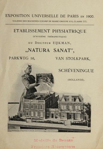 Établissement physiatrique (d'hygiène thérapeutique) du Docteur Eijkman, "Natura Sanat", Parkweg 16, Van Stolkpark, Schéveningue (Hollande)
