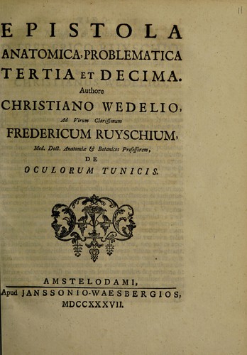 Epistola anatomica, problematica, tertia et decima