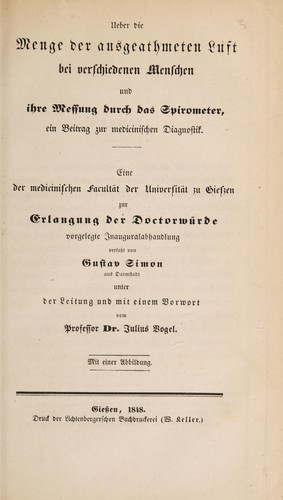 Ueber die Menge der ausgeathmeten Luft bei verschiedenen Menschen und ihre Messung durch das Spirometer