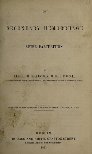 On secondary hemorrhage after parturition