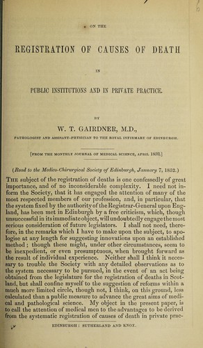 On the registration of causes of death in public institutions and in private practice