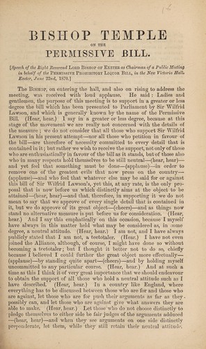 Bishop Temple on the permissive bill
