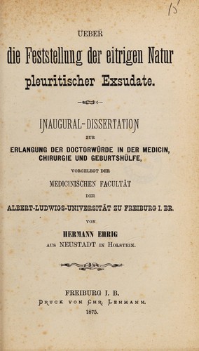 Ueber die Festsellung der eitrigen Natur pleuritischer Exsudate