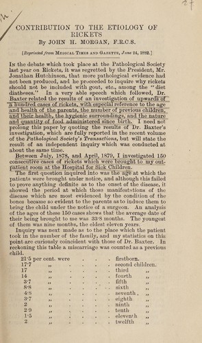 Contribution to the etiology of rickets