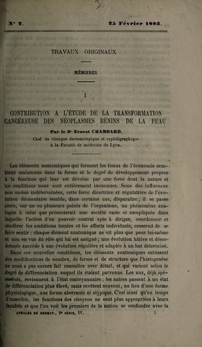 Contribution à l'étude de la transformation cancéreuse des néoplasmes bénins de la peau