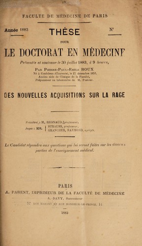 Des nouvelles acquisitions sur la rage ...