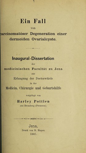 Ein Fall von carcinomatöser Degeneration einer dermoiden Ovarialcyste ...