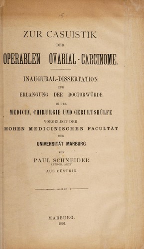 Zur Casuistik der operablen Ovarial-Carcinome ...