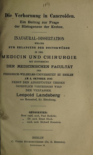 Die Verhornung in Cancroiden