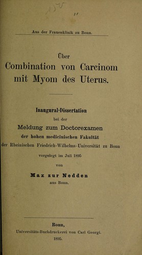 Über Combination von Carcinom mit Myom des Uterus ...