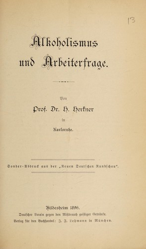 Alkoholismus und Arbeiterfrage