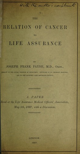 The relation of cancer to life assurance