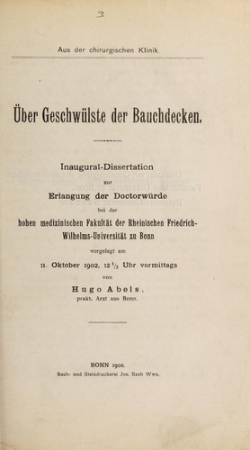 Über Geschwülste der Bauchdecken ...