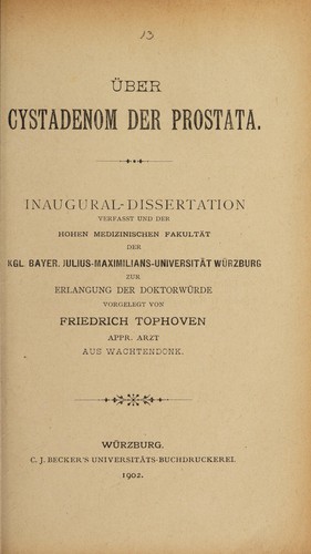 Über Cystadenom der Prostata ...