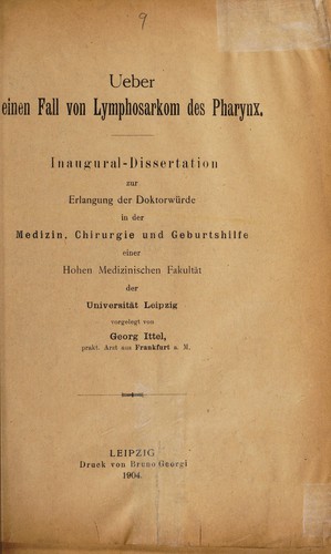 Ueber einen Fall von Lymphosarkom des Pharynx ...