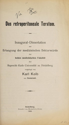 Das retroperitoneale Teratom