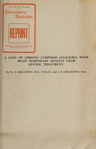A case of chronic lymphoid leukaemia with much temporary benefit from benzol treatment