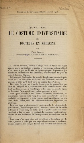 Quel est le costume universitaire des docteurs en médecine