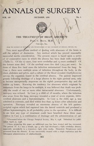 The treatment of brain abcess