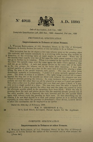 Improvements in tobacco or other presses