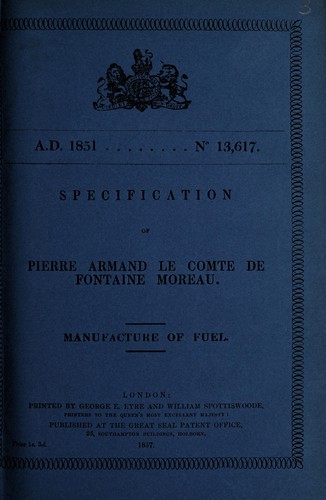 Specification of Pierre Armand le Comte de Fontaine Moreau