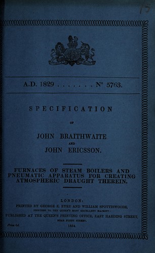 Specification of John Braithwaite and John Ericsson