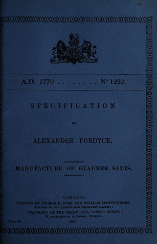 Specification of Alexander Fordyce
