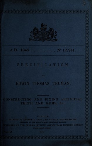 Specification of Edwin Thomas Truman