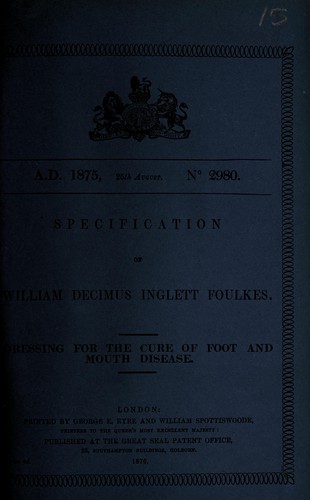 Specification of William Decimus Inglett Foulkes