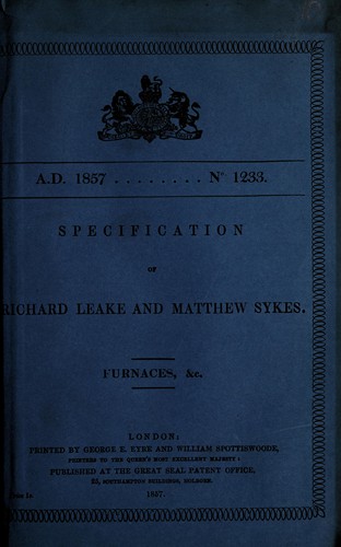 Specification of Richard Leake and Matthew Sykes