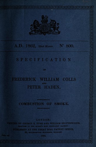 Specification of Frederick William Colls and Peter Haden