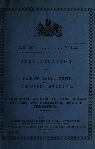 Specification of Robert Angus Smith and Alexander McDougall