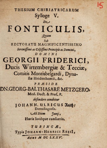 Thesium chiriatricarum sylloge V. De fonticulis ...