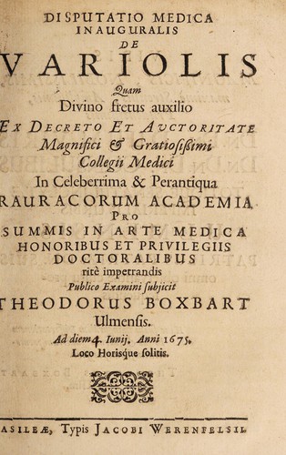 Disputatio medica inauguralis de variolis ...
