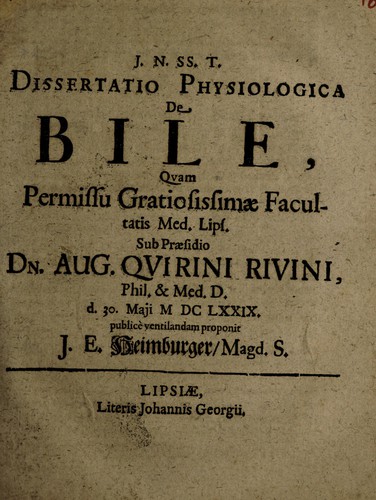 Dissertatio physiologica de bile ...