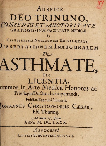 Dissertationem inauguralem de asthmate ...