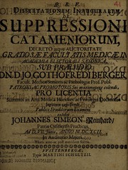 Dissertationem inauguralem de suppressione catameniorum