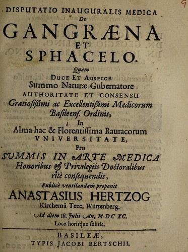 Disputatio inauguralis medica de gangraena et sphacelo