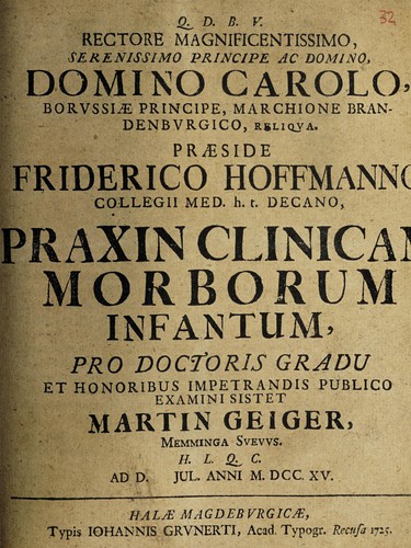 Praxin clinicam morborum infantum