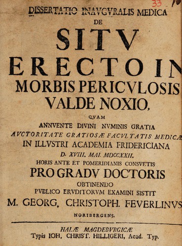 Dissertatio inauguralis medica de situ erecto in morbis periculosis valde noxio
