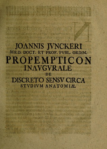 Propempticon inaugurale de discreto sensu circa studium anatomiae