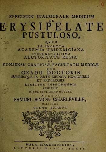 Specimen inaugurale medicum de erysipelate pustuloso