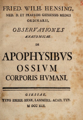 Observationes anatomicae de apophysibus ossium corporis humani