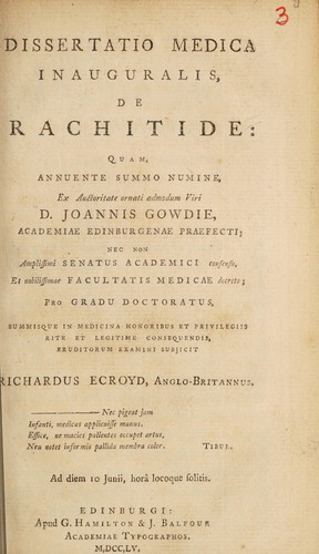 Dissertatio medica inauguralis, de rachitide ...